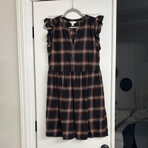 Time and Tru Plaid Dress - Black and Brown